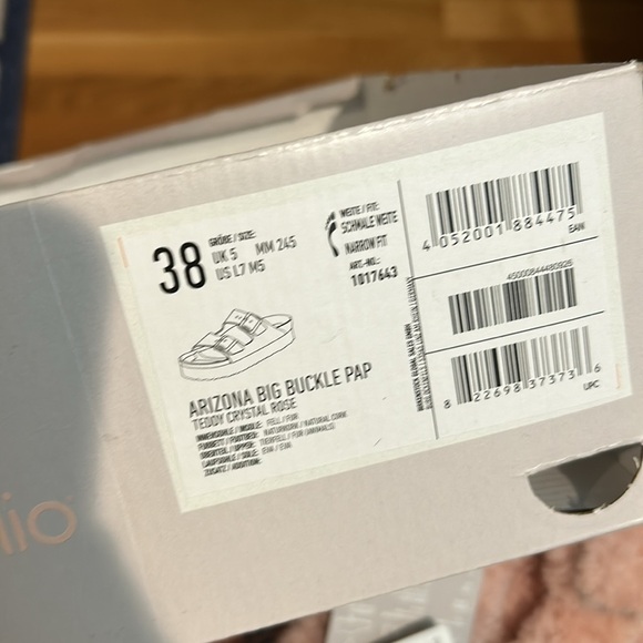 Birkenstock Arizona Big Buckle Shearling Slide Sandal Teddy Crystal Rose Size 38 - Picture 6 of 9